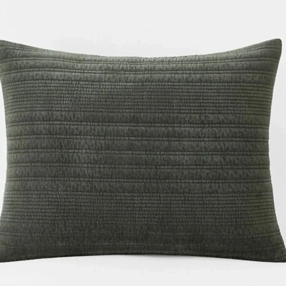 The Company Store Legends Luxury Line Stitch Quilted Sham NWT Olive Standard